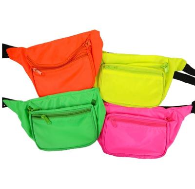 China Water Proof Custom 3 Zipper Pocket Colorful Nylon Sport Waist Bag Printed Neon Pussy Pack for sale