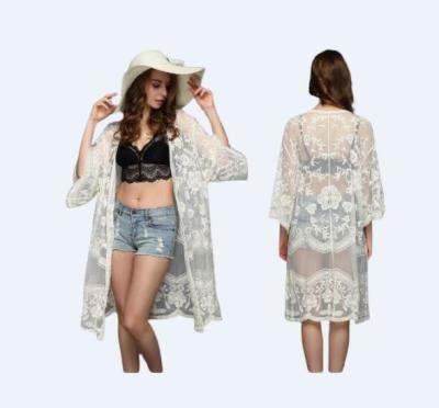 China 50PCS Customize Color Women Lace Kimono Beach Cover up Tops Ideal for Beach Vacations for sale