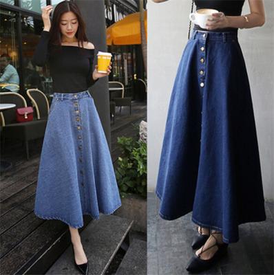 China Girls and Women High Waist Maxi Long Skirts in Latest Design with Light Blue Color for sale