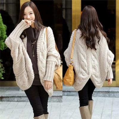 China Plus Size Bat Sleeve Knitted Wool Cardigan 66180 in Wool Blend for One Size Fits Most for sale