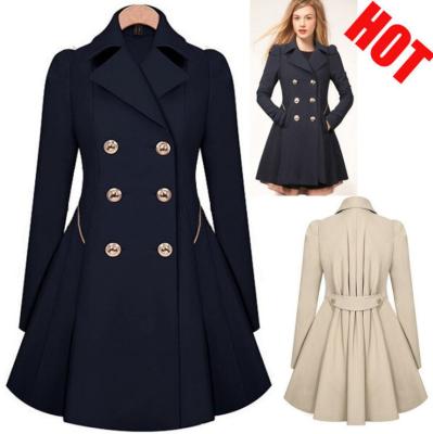 China Beige Korean Style Slim Fitting Cotton Women Overcoat 1247 Stylish and SGS Certified for sale