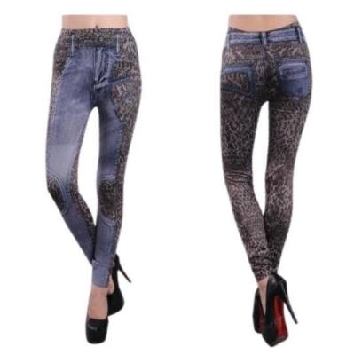 China Hot Sale Seamless Leopard Print Denim Leggings (20232) for sale