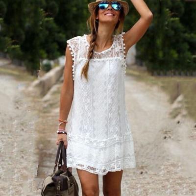 China Women Lace Mini Dress Long Tops Beach Dress for sale