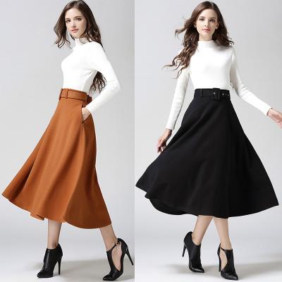 China A-Line Skirt High Waist Long Skirt Free Belt for sale