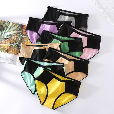 China Fashion Women′s Color Contrast Plus Size Cotton Panties for sale