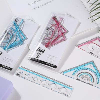 China GPPS Hot Sale Free Sample Good Quality Plastic Color Protractor Perfect Protractor Set School Ruler Pupil Square Stationary Set for sale