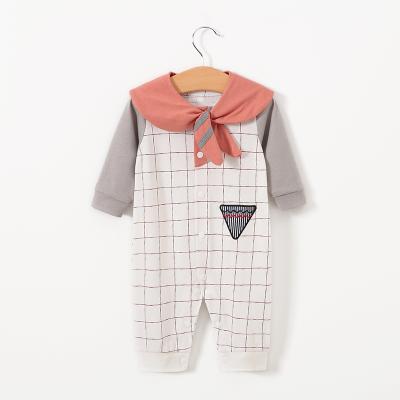 China 0-24M Spring and Autumn Casual Cotton Plaid Long Sleeve Baby Romper Overalls for sale