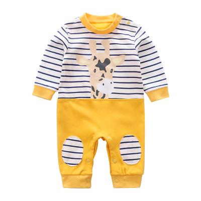 China Long Sleeve 100% 3-24 M Spring and Autumn Casual Cotton Giraffe Print Baby Romper for sale