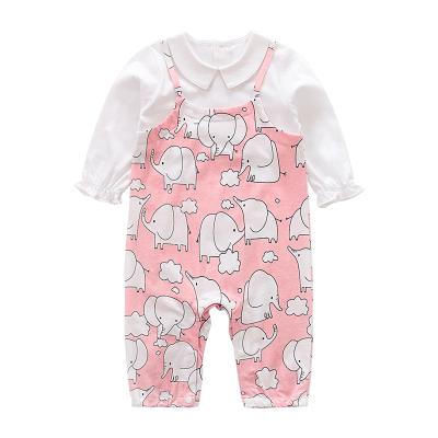 China Casual Cotton Long Sleeve 3-24Months 100% Spring And Autumn Pink Baby Girl Romper for sale