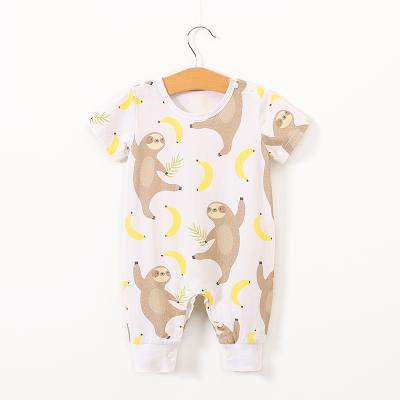 China Lovely Newborn Baby Onesie Cotton Baby Romper with Cute Cartoon Animal World and Short Sleeves for Summer for sale