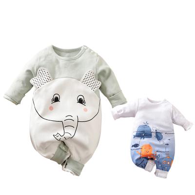 China Lovely Baby Romper Baby Boy Clothes 2021 Spring Cartoon Animal Long Sleeve 100% Cotton Romper Wholesale for sale