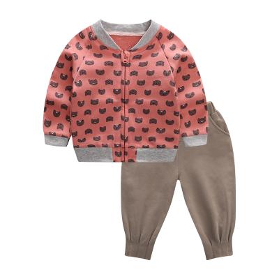 China Long Sleeve Top Cat Print Pants Casual Toddler Boutique Set Girl and Boy Clothing Baby Clothes for sale