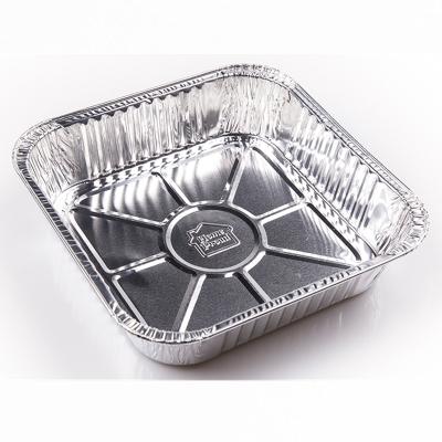 China Cutlery Square Aluminum Foil Food Container Aluminium Foil Pan Square Foil Containers With Clear Lid for sale