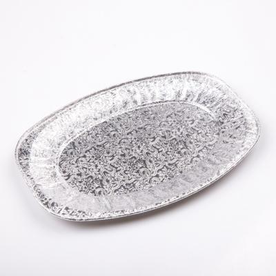 Cina Heavy Duty Embossing Oval Foil Roasting Tray Aluminum Baking Turkey Trays Oval Aluminum Foil Dish Pan For in vendita