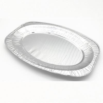 China Food grade high quality big size oval foil trays 2800ML disposable 3003 aluminum foil baking dish for meat, chicken,roasts for sale