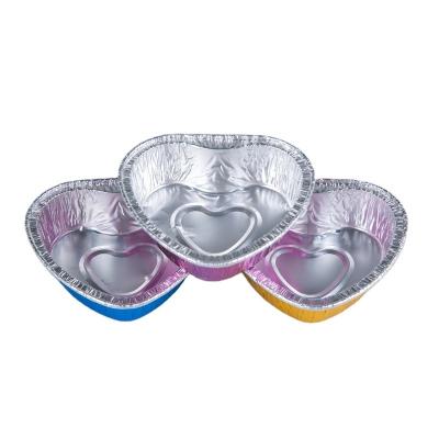 中国 Microwave and refrigerator 100ml retortable disposable pudding container food use heart shape aluminium foil mini cupcake pan 販売のため