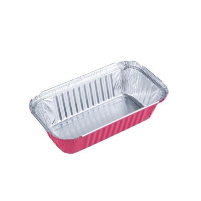 China Colorful 650ml pasta spaghetti broiler packaging pan rectangle aluminum foil food box disposable take out container for catering for sale