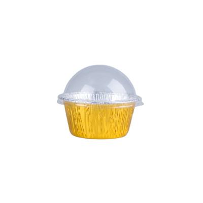 中国 Party Use 105ml Disposable Foil Cupcake Cup Round Foil Container Round Bakeware For Weddings 販売のため