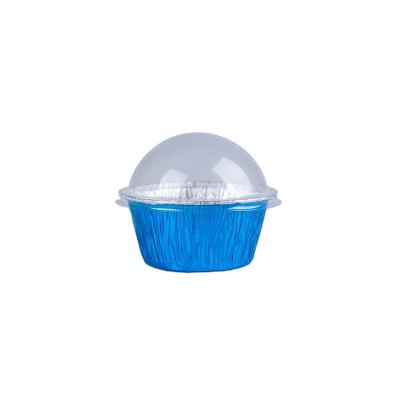 China Colorful 105ml Disposable Foil Container Cup Food Grade Aluminum Foil Round Baking Use Muffin Cake Tray for sale