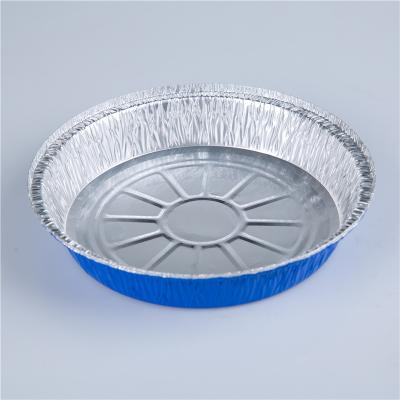 China Food grade half size portable food storage containers 9 inch color 1200ml round disposable aluminum foil dish for cooking for sale