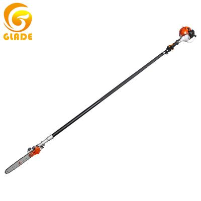 China 390cm long wooden reach handle petrol pole pruning saw telescopic garden chainsaw pruner for sale