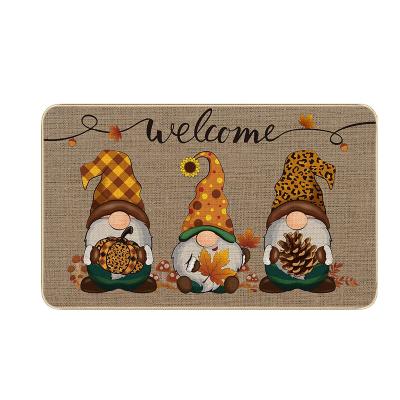 China Custom Made Indoor Outdoor Home Washable Decorative Mat Non Slip Rubber Low Door Mat and Washable Mat Sunflower Pumpkin for sale