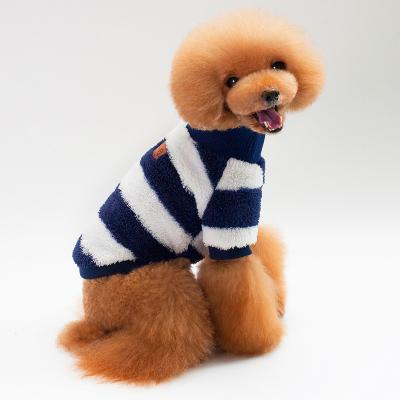 China Viable Wholesale Pet Clothes Stripes Good Quality Striped Pet Clothes Cheap Price Dog Fleece Sweater for sale