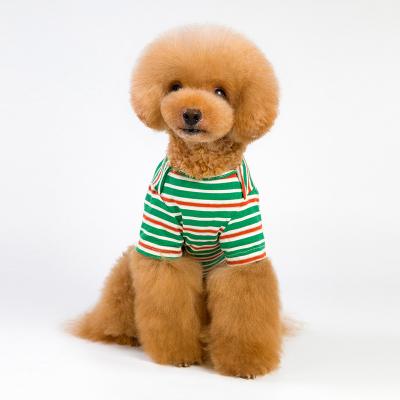 China Super Dog Fat Dog Brand Design T-shirt Stretch Dog Shirts T-shirt Pet Clothes Sustainable Cute Luxury Striped T-shirt Three Colors for sale