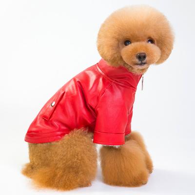 China Sustainable Stand-Up Collar Leather Jackettes Dog Clothes for sale