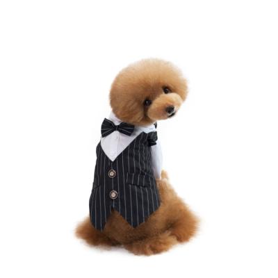 China New Viable Biped Striped Dog Apparel Suit Comfortable Cotton Classic Striped Tuxedo Pet Clothes for sale