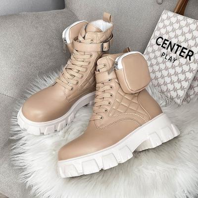 China Motorcycle Waterproof Leather Ankle Platform High Waist Designer Lady Drop Winter Cowboy Shoes Growing Short Martin Boots For Women for sale