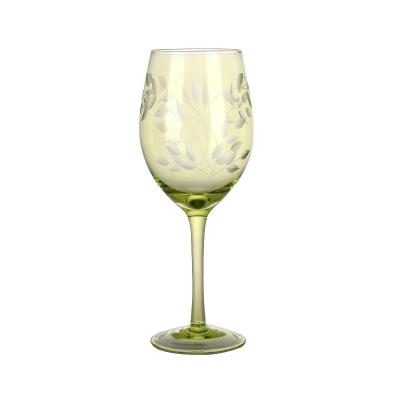 China Restaurant Luxury Sprayed Glass Colored Wine Glasses And Rough Green Wine Glass Clippings for sale