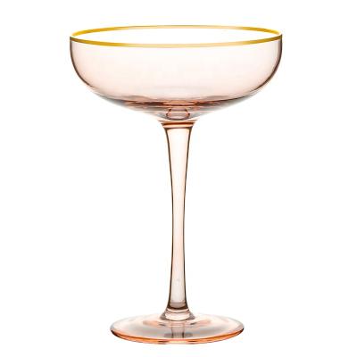 China Premium Orange Glass Glass Cocktails Champagne Restaurant Martini Mug Cup for sale