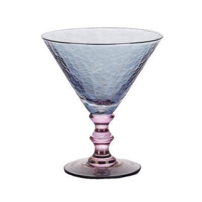 China Restaurant Rose Wine Glass Martini Copper Glass Hammered Cocktail Glasses for sale