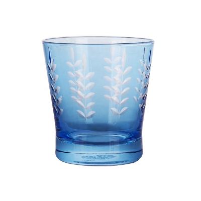 China Restaurant Sprayed Blue Color With Cup Designs Tumbler Water Glass for sale