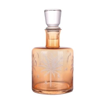 China Restaurant Spray Painting Orange Color With Cutting Designs Water Wine Decanter for sale