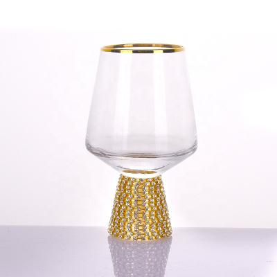 China Modern Gold Rim Cups Shot Glas With Diamond Base Wine Glass for sale