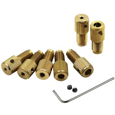 China Mini Brass Drill Clamp Chuck Connecting Rod M8-2/2.3/3.17/5mm Spindle Brass Core Motor Drill Clamp Shaft 775 With Wrench Screw Set for sale