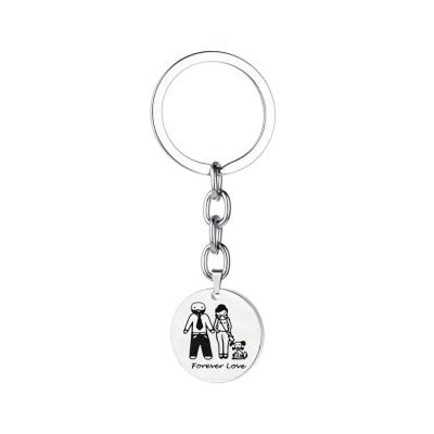 China Fashion Stainless Steel Jewelry Mom Dad Daughter Son Dog Family Gift Forever Best Teacher Present Keychain for sale