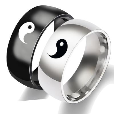 China 316L FASHIONABLE Stainless Steel Yin Yang Couple Tai Chi Pattern Lover Rings for sale