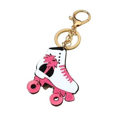 China Fashionable Hot Sale Acrylic Coconut Tree Key Chain Roller Skates Key Chain for sale