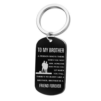 China Trendy Stainless Steel To My Brother Keychain Metal Lettering Pendant Love Inspirational Gifts for sale