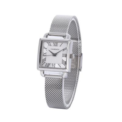 China Carisen Chronograph Stainless Steel Quartz Quality Watches Stainless Steel Chain Charm Elegant Classic Wristwatch Square Ladies Watches for sale