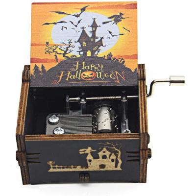 China Christmas Wooden Nightmare Gift Halloween Hand Crank Factory Direct Selling Diy Custom Wooden Music Box for sale