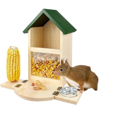 China Viable Hot Sale Outdoor Wooden Pet Squirrel House With Wooden Squirrel Feeding Box for sale