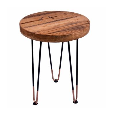 China Modern Luxurious Modern Furniture Metal Home Coffee Table Newest Design Side Solid Wood Round Table for sale