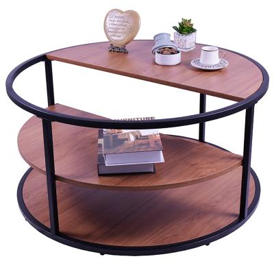 China Simple Round Farmhouse Furniture Coffee Table Metal Coffee Side Table Metal Particle Board Coffee Table for sale