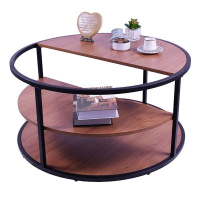 China Nordic modern living room furniture with open storage partition table coffee table indoor black furniture for sale