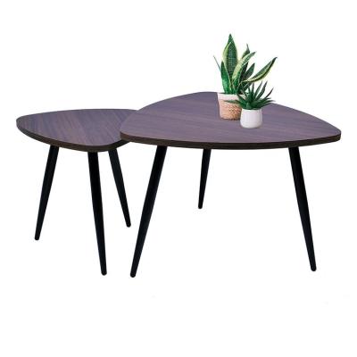 China Low Lay Modern Particle Board Coffee Side Table With Metal Legs Living Room Household Furniture Nesting Coffee Table for sale