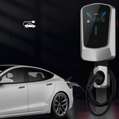 China Hot Sales 7KW Wall Mounted Installation EV Home Charger Pole 1phase With App Mobile Phone Program Controller Electric Car Solar Charging Station EV Charger for sale